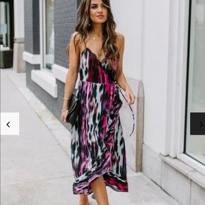 Vici collection Ruffle wrap midi dress